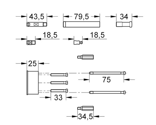 Technický výkres s rozměry produktu