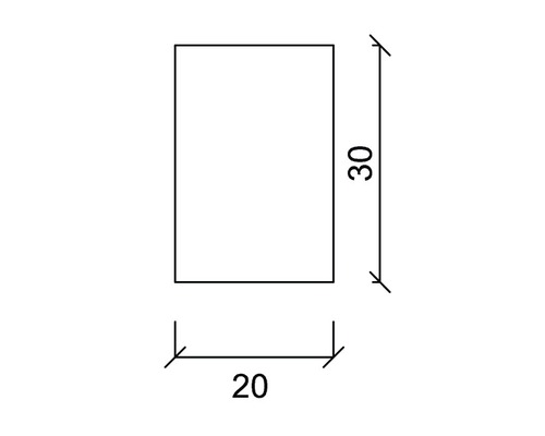 Ilustrace obdélníku o rozměrech 20 x 30