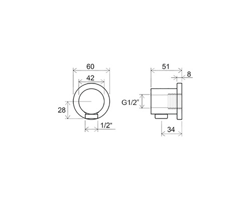 Technický nákres vodovodní baterie s rozměry