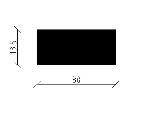 Technický výkres s rozměry: 30 x 13.5