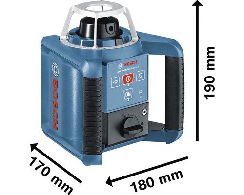 Rotační laser Bosch GRL 300 HV Professional s rozměry
