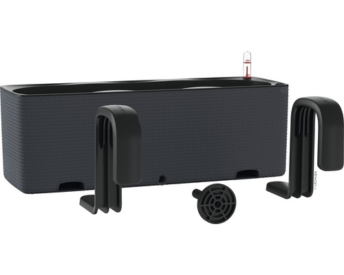 Balkonový truhlík se zavlažovacím systémem, držákem a ukazatelem hladiny vody