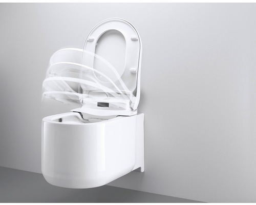 Závěsné WC s hlubokým splachováním a automatickým sklápěním