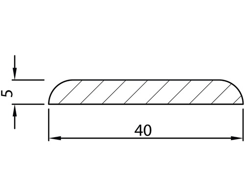 Rozměrový profil s výškou 5 milimetrů a šířkou 40 milimetrů