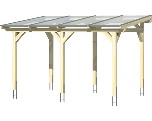 Dřevěný carport s průhlednou střechou