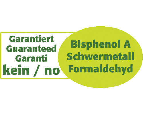 Garantováno bez bisfenolu A, těžkých kovů, formaldehydu