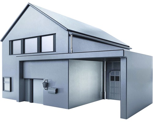 Model domu s garáží a okapem