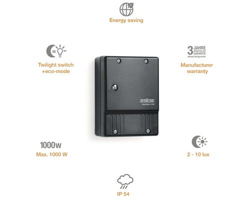Světelný senzor Steinel Nightmatic 2000 se soumrakovým spínačem a ekologickým režimem, maximální výkon 1000 W, IP 54