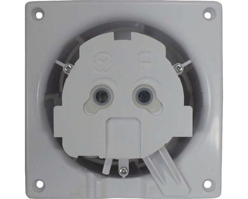 Pohled zezadu na koupelnový ventilátor se šrouby pro instalaci