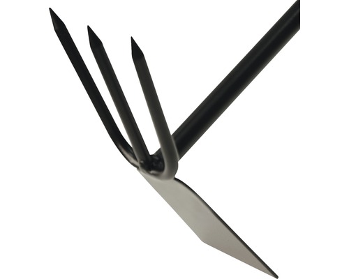 Zahradní nástroj se čtyřmi hroty a listem pro úpravu půdy