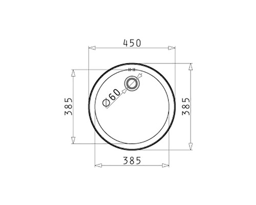 Nákres kulatého umyvadla s rozměry