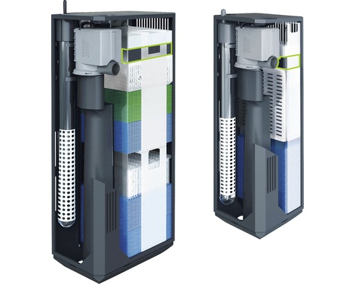 Dva vnitřní akvarijní filtry pro čištění vody.