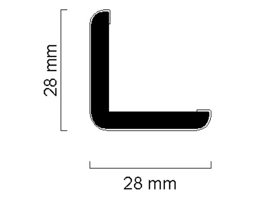 Znázornění 28milimetrového rohového profilu
