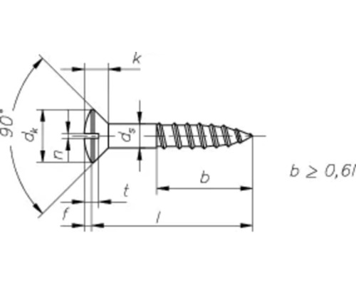 Technický nákres šroubu s rozměry