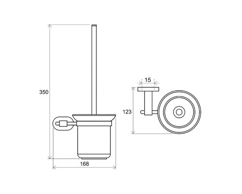 Technický nákres s rozměry WC kartáčů