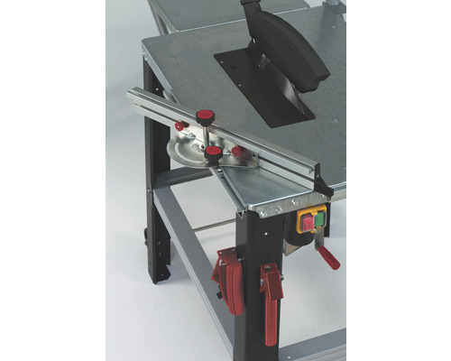 Stolní kotoučová pila s kovovým stolem a úhlovým dorazem