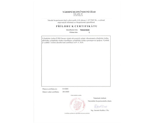 Příloha k certifikátu