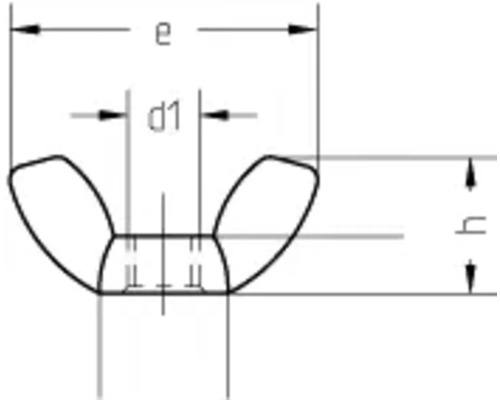 Technický výkres křídlové matice s rozměry