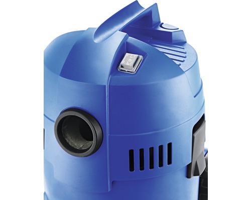 Detailní pohled na mokrý a suchý vysavač s vypínačem a připojením