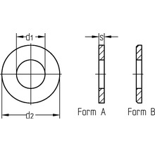 Technický výkres podložky ve tvarech A a B s rozměry