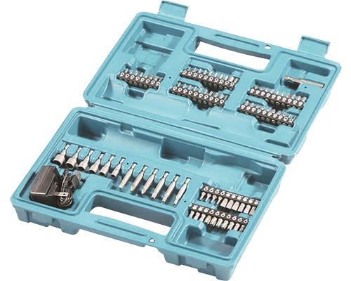 Sada vrtáků a šroubovacích bitů v otevřeném kufříku na nářadí