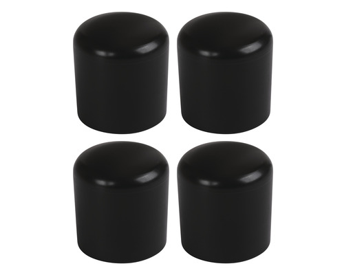 Čtyři černé plastové trubkové zátky