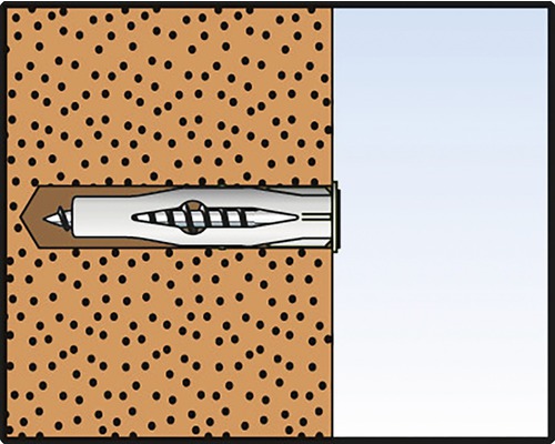 Ilustrace instalace hmoždinky do sádrokartonu ve zdi