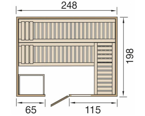 Půdorys sauny s rozměry