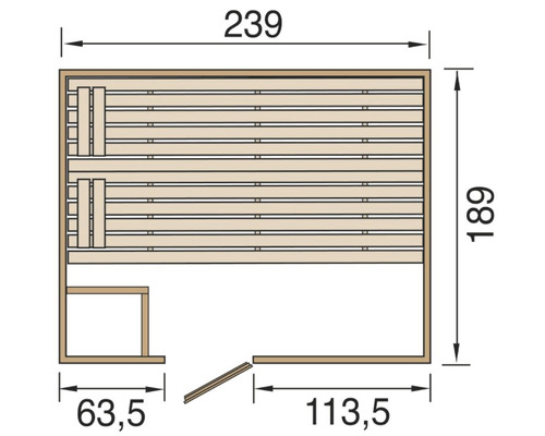 Půdorys sauny s rozměry