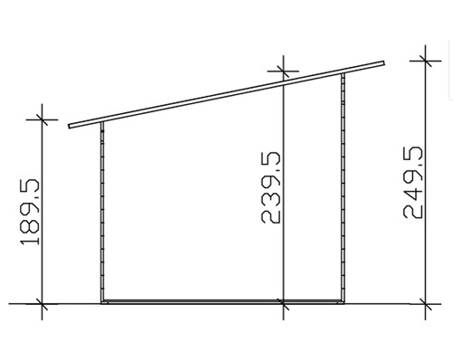 Technický výkres zahradního domku s rozměry