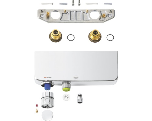 Nástěnná termostatická baterie s montážním příslušenstvím a logem Grohe