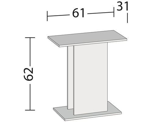Ilustrace příručného stolku s rozměry