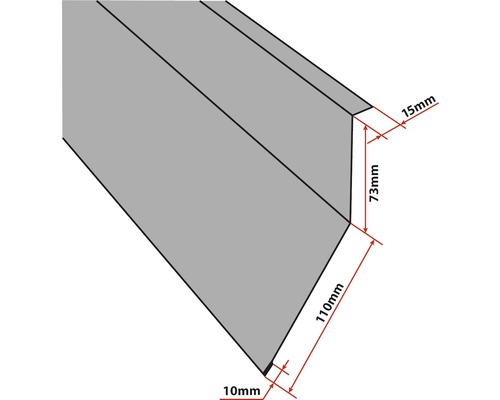 Schéma úhelníkového profilu s rozměry