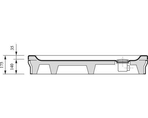 Technický nákres sprchové vaničky s rozměry