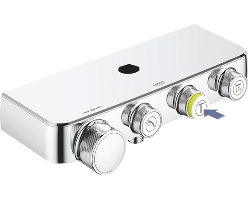 Termostatická baterie Grohe s několika ovládacími prvky pro ovládání sprchy