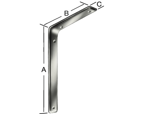 Kovový úhelník s montážními otvory a rozměry