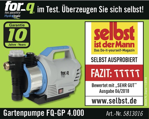 Zahradní čerpadlo FQ-GP 4.000 se zárukou deset let