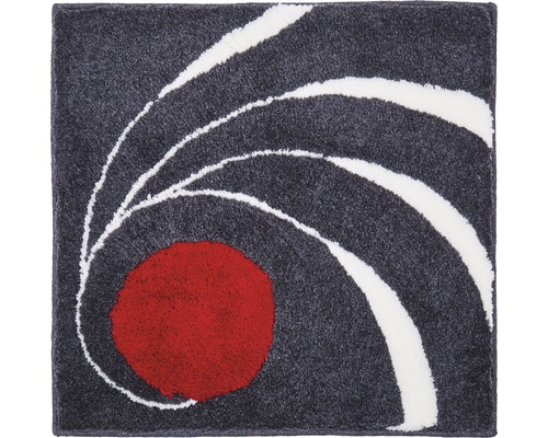 Čtvercový koberec s abstraktním vzorem kruhu a zakřivených čar