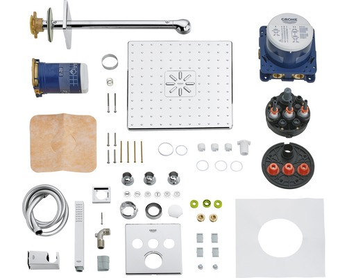 Sprchový systém Grohe Rainshower s hlavovou sprchou, ruční sprchou a termostatem