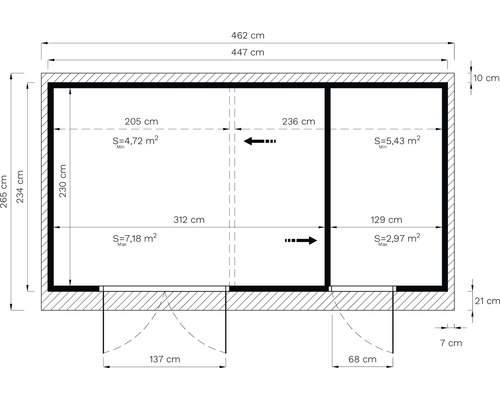 Půdorys místnosti s rozměry