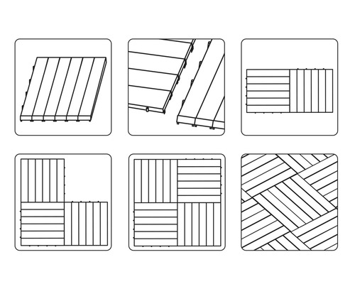 Zobrazení různých vzorů pokládky terasových prken