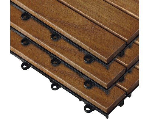 Dřevěné terasové desky s plastovou spodní konstrukcí pro venkovní použití