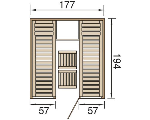 Půdorys sauny s rozměry