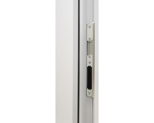 Detail zámku dveří s elektrickým otvíračem