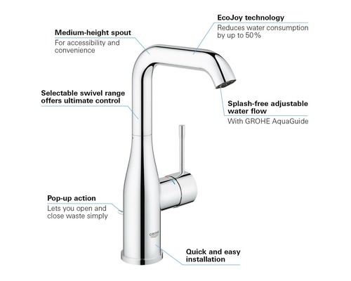 Umyvadlová baterie se středně vysokým výtokem