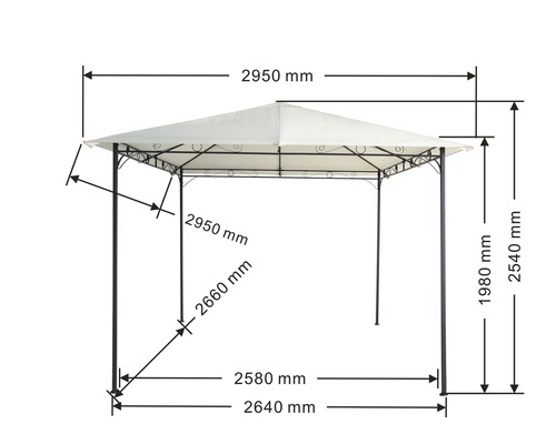 Obrázek altánu s rozměry.