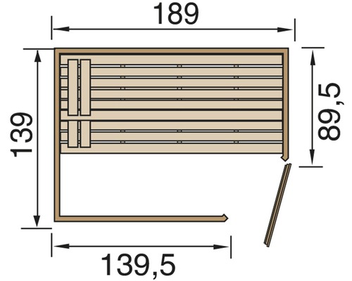 Půdorys sauny s rozměry