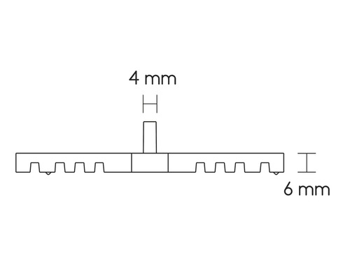 Technický nákres profilu s rozměry 4 mm a 6 mm.