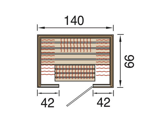 Nákres sauny s rozměry