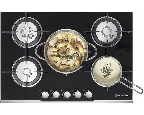 Plynová varná deska Hoover s pěti hořáky a dvěma hrnci